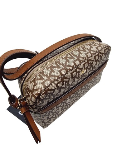 DKNY Faye Zip Top Small Logo Camera Crossbody Bag Brown - Picture 7 of 12