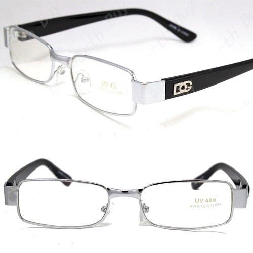 Mens Womens Full Rim Clear Lens Frame Eye Glasses Designer Fashion Silver Black - Picture 1 of 1