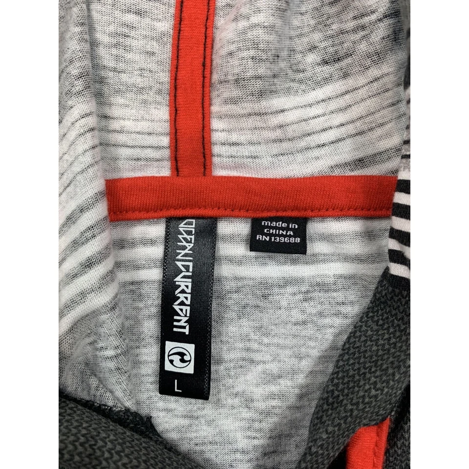 Sudadera con Capucha Ocean Current Para Hombre Grande Gris/Negro/Rojo Rayas Skater Punk Foto 3 de 4