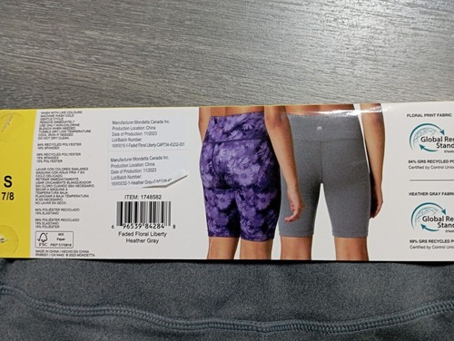 Mondetta Bike Shorts Youth Girls Small 7-8 Purple Floral & Gray 2-Pack - Picture 6 of 6