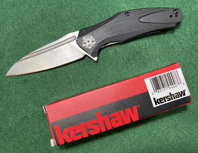 Kershaw Natrix Knife, Stonewash 8Cr13MoV Drop Point, Black G-10 Handle, #7007