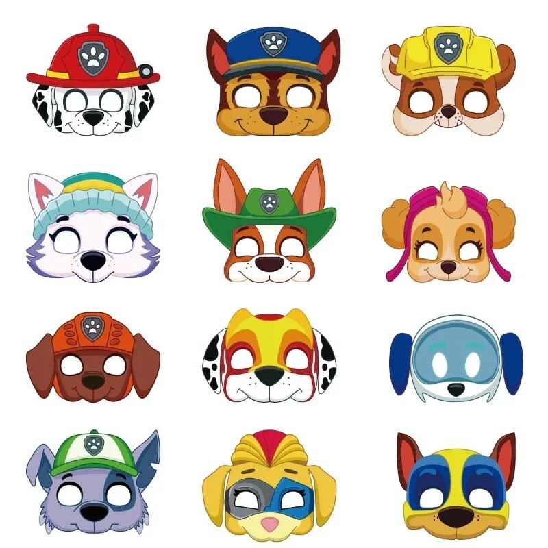 FUIPVGI 6 Pièces Masque de Loup Gris Enfants Moitié Masque Feutre pour Déguisement Cosplay, Carnaval, Fête d'Anniversaire (Gris