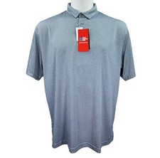 Men's Gray Check PGA Tour Easy Care Moisture Wicking Polo Shirt, Size XL