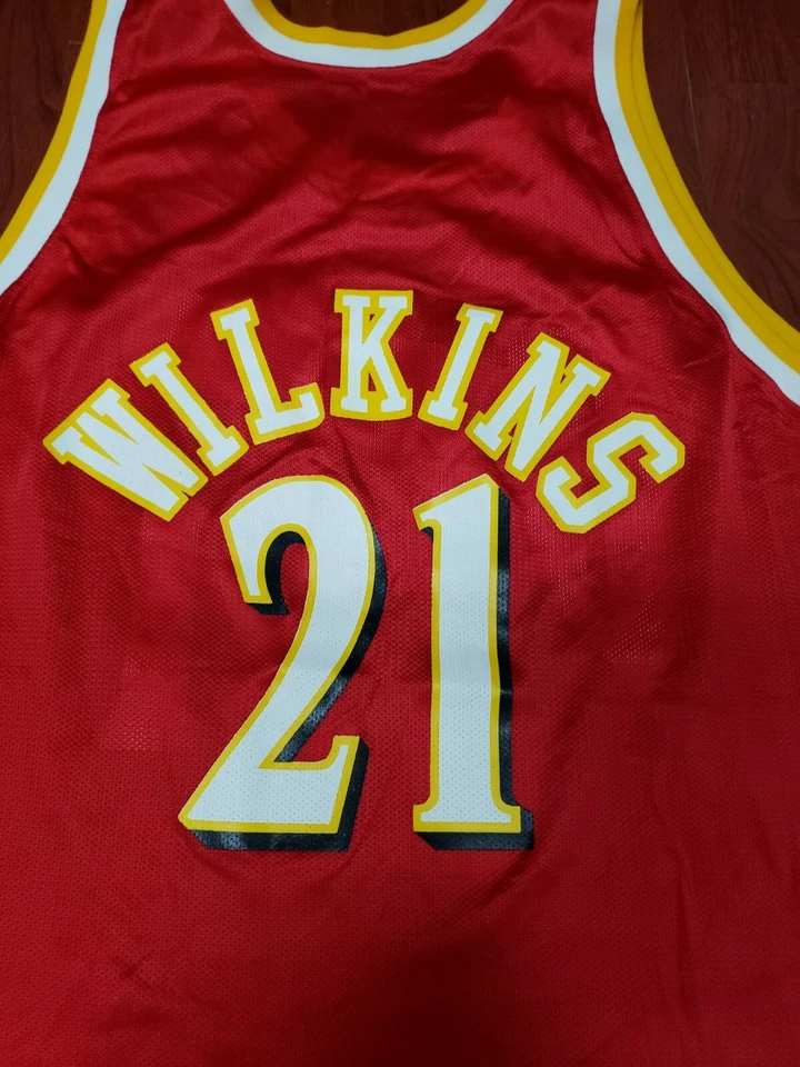 Camiseta deportiva de los Atlanta Hawks Dominique Wilkins vintage campeón para hombre 48 XL NBA Foto 4 de 4