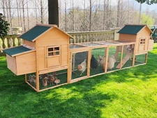 Outdoor Chicken Coop for 4-8 Chickens Wooden Hen Rabbit House Poultry Pet Hutch