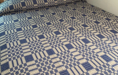 New Primitive Colonial WESTBURY NAVY KING COVERLET Bedspread Cover