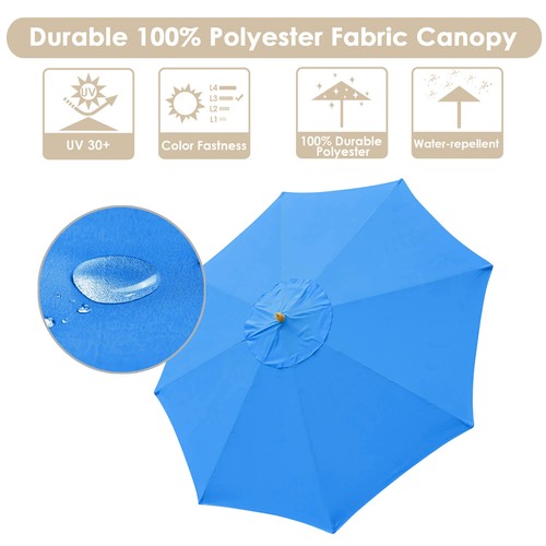 9ft/10ft Garden Parasol Half Umbrella Patio Sunshade Wooden Pole UV30+ protecti - Picture 3 of 20