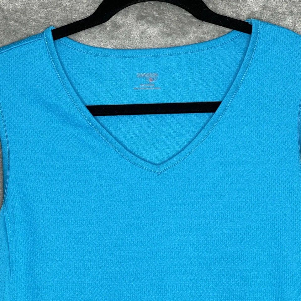 Danskin теперь XXL 2 X рубашка верхний синий твердое тело без рукавов V шеи Джерси вязаный женщин - Изображение 3 из 4