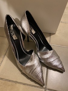 zara metallic heels