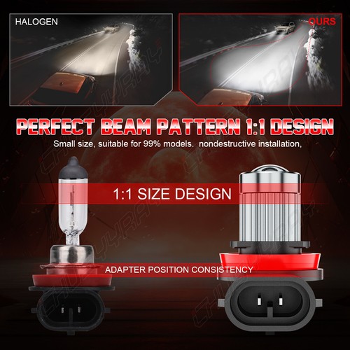 For Dodge Challenger 2015-2020 2X H11/H9/H8 LED Fog Light Bulbs 6000K White - Picture 7 of 10