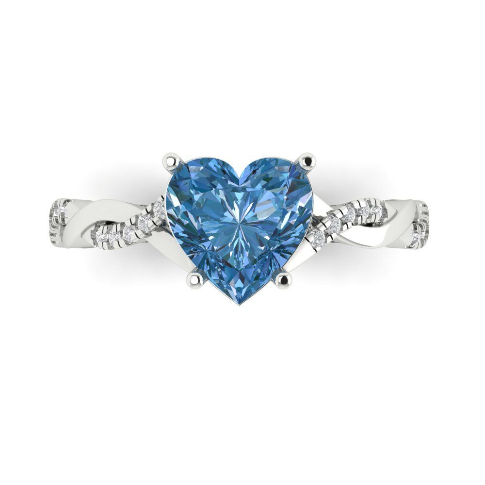 Heart Cut Natural Sky Blue Topaz Engagement Ring for Women - Main Image