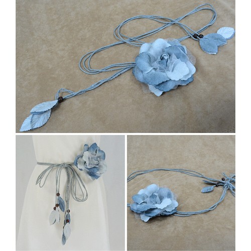 Robe corset femme grande dentelle nœud floral skinny longue chaîne à pompons ceinture - Photo 4/14