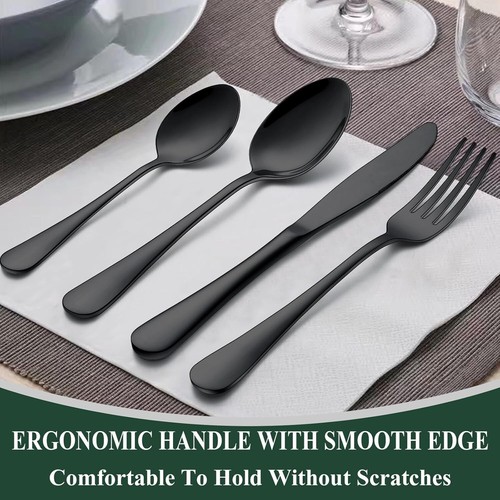 Elegant Black Stainless Steel Silverware Set for 12 – Perfect for Any Occasion - Picture 7 of 9
