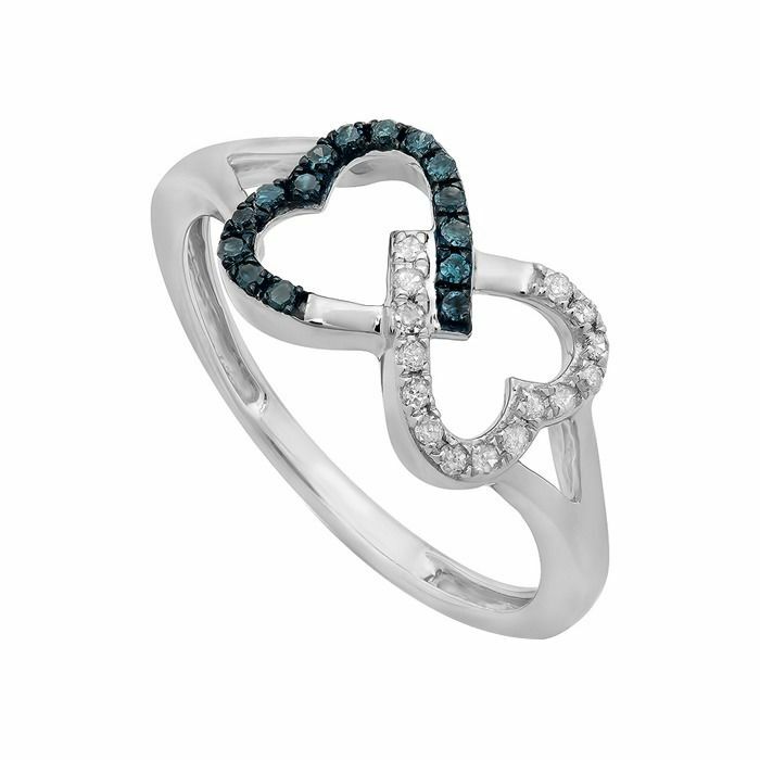 Sterling Silver Double White Diamond Heart Ring Sterling Silver Double White Diamond Heart Ring