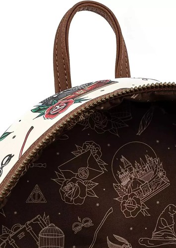 Borsa a tracolla Loungefly Tattoo Art colore crema donna doppia tracolla - Foto 3 di 5