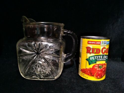 Anchor Hocking Early American Prescut 40 oz. Square Pitcher Star Of David 6.5"H - Picture 2 of 8