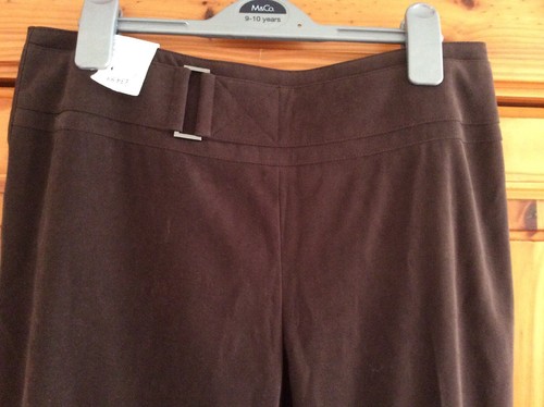 NEW WOMEN'S NEXT TROUSERS FAUX SUEDE CHOCOLATE BROWN BNWT PETITE UK 12 - Picture 7 of 12