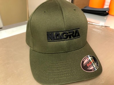 Nagra Audio Logo Embroidered Flexfit Ball Cap Black Olive Navy SM-XXL