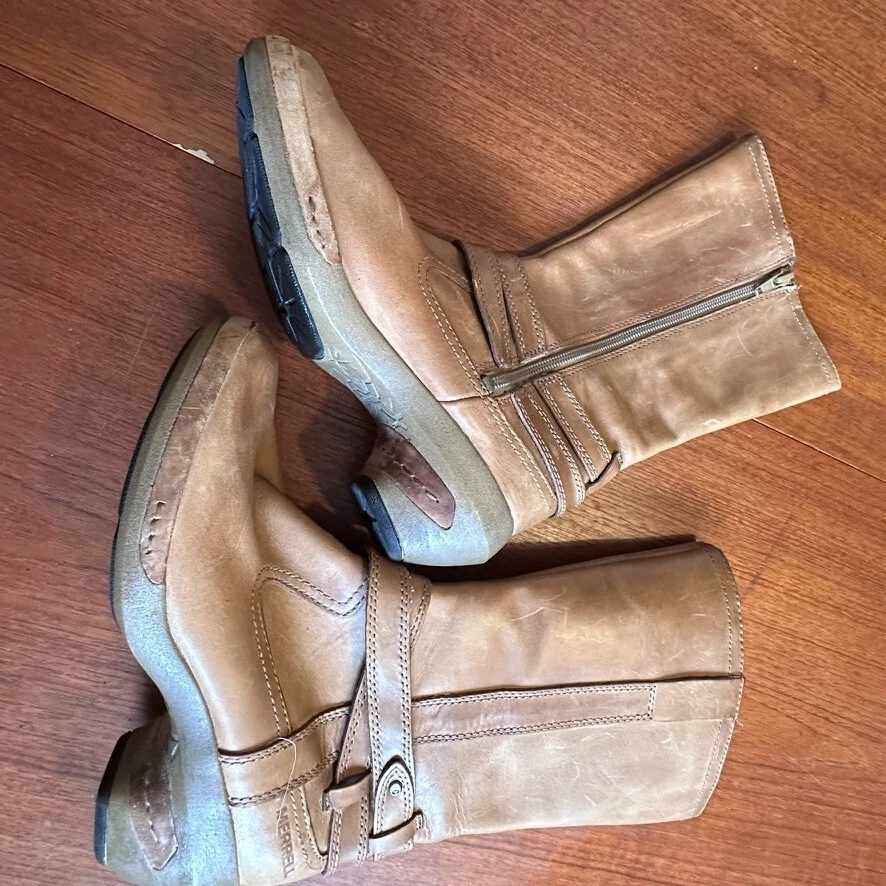 Botas de equitación altas Merrell Brindle de cuero a media pantorrilla para mujer 6,5 marrón Foto 3 de 4