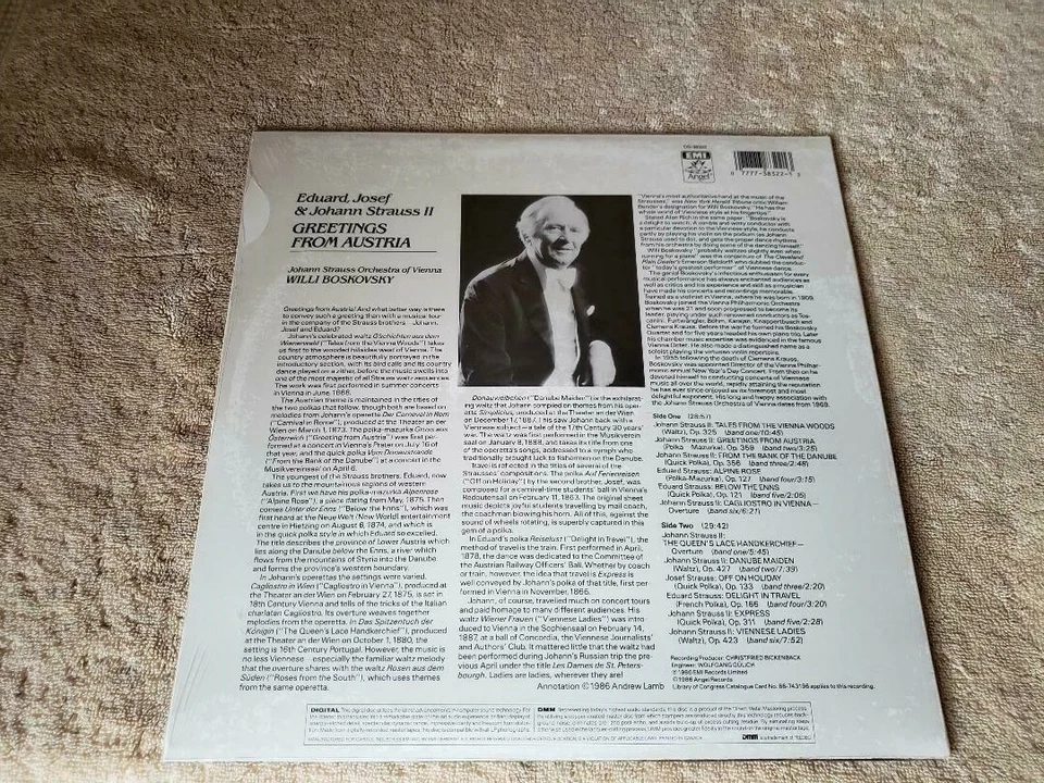 EDUARD JOSEF & JOHANN STRAUSS ~ GREETING FROM AUSTRIA ~ 1986 ~ LP ~ NEW SEALED - Image 3 of 4