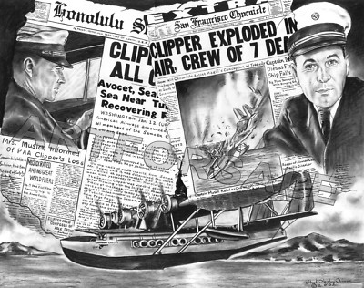 EDWIN C MUSICK SIMOAN CLIPPER RARE ORIGINAL PAINTING BY ROBERT STEPHEN SIMON