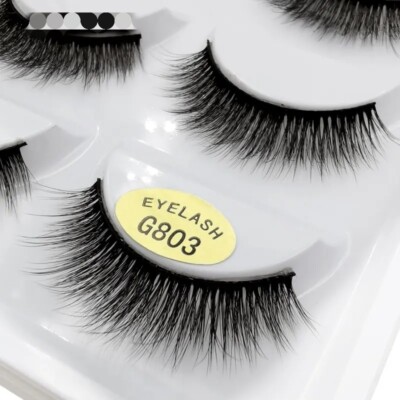 G803 5 Paar 3D Echthaar Wimpern 100% Mink Lashes Fake False Faux Eyelashes 