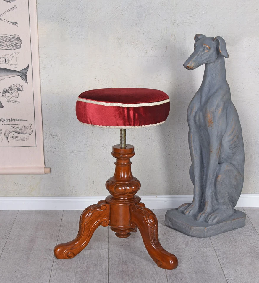 Sitting Stool Mahogany Piano Stool Antique Piano Bench Klavierstuhl - Image 3 of 4