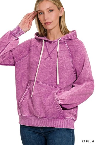 Acid Wash Fleece Hoodie with Kangaroo Pocket – Cozy & Stylish - Picture 20 of 25