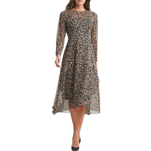Tommy Hilfiger Floral Chiffon Dress 18W / Vestido Chifón Floral Negro Talla 18W