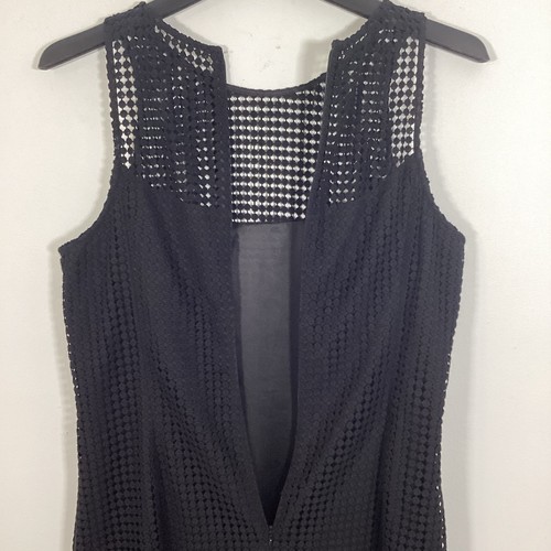 White House Black Market Women Dress 10 Eyelet Style Floral Lace Overlay Black - Picture 8 of 9