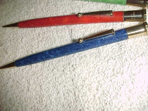 vintage MABIE TODD & Co - NEW YORK - Marbleized BLUE RED and GREEN PENCILS - Picture 4 of 17