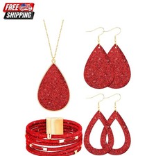 Delicate 4-Pcs Women's Jewelry Set with Rhinestone Necklace  Dangle Earrings