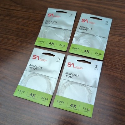 Scientific Anglers Absolute Trout Leader - Lot of (12) 9ft 4X 7.4lb - 25% OFF!