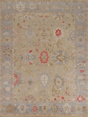 Living Room Turkish Area Rug 8x10 Vegetable Dye Oushak Hand-made Floral Carpet