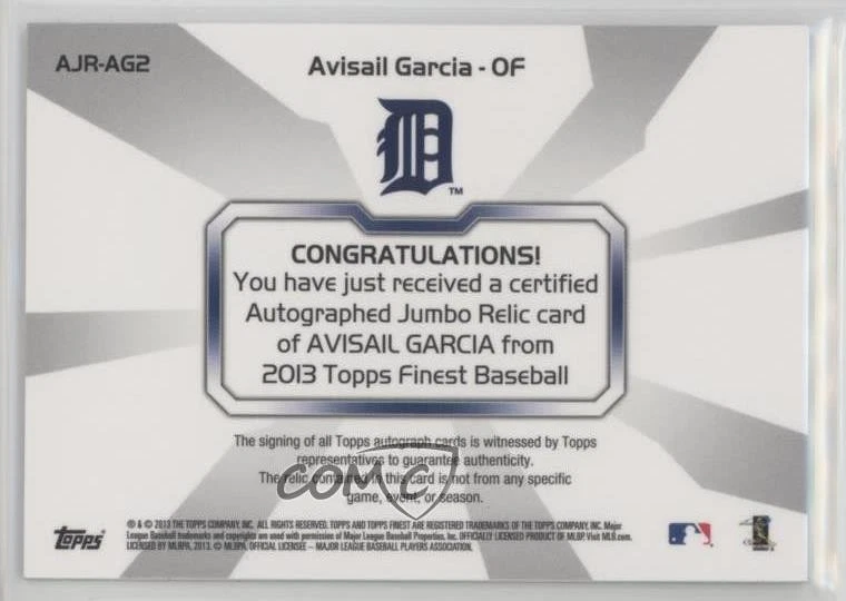 2013 Finest Jumbo Relic Rookie Refractor X-Fractor /149 Avisail Garcia Auto RC - Image 2 of 2