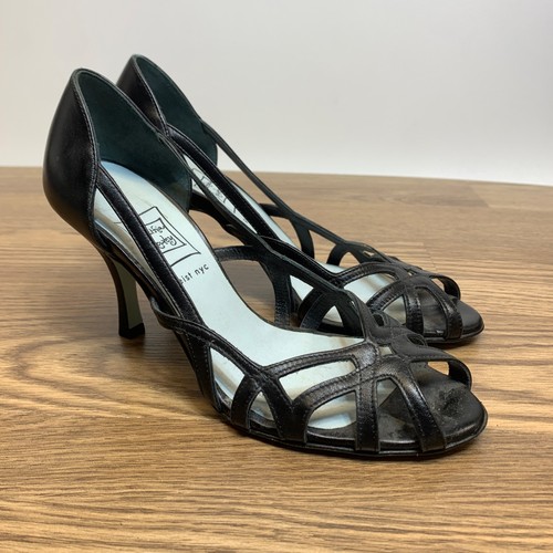 Cynthia Rowley Womens Size 6.5 Black Leather Cage Pumps Heels