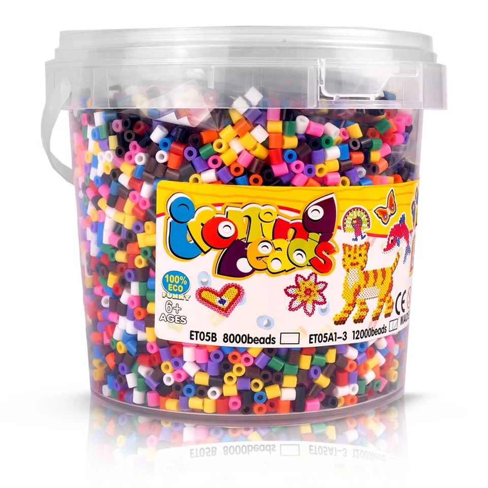 Malplay Bügelperlen Bügelschablonen 12000 Teile im Eimer Figuren Steckperlen  - Bild 3 von 4