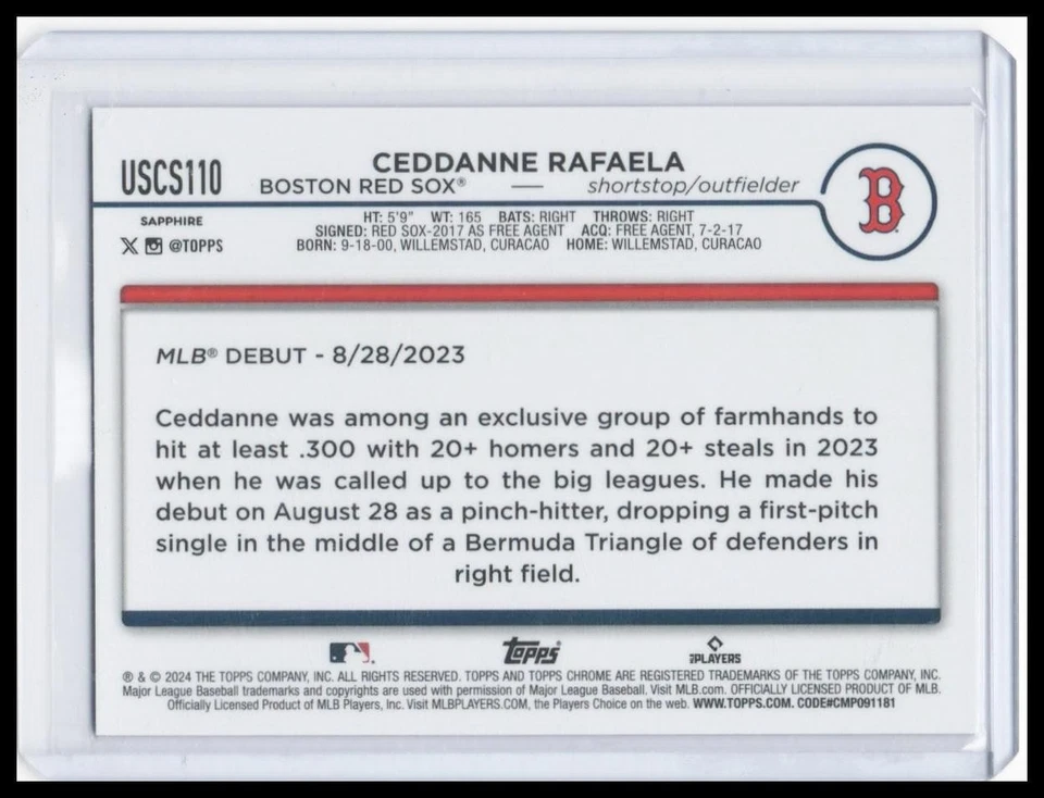 2024 Topps Chrome Update Sapphire Edition - Ceddanne Rafaela - Rookie - Image 2 of 2
