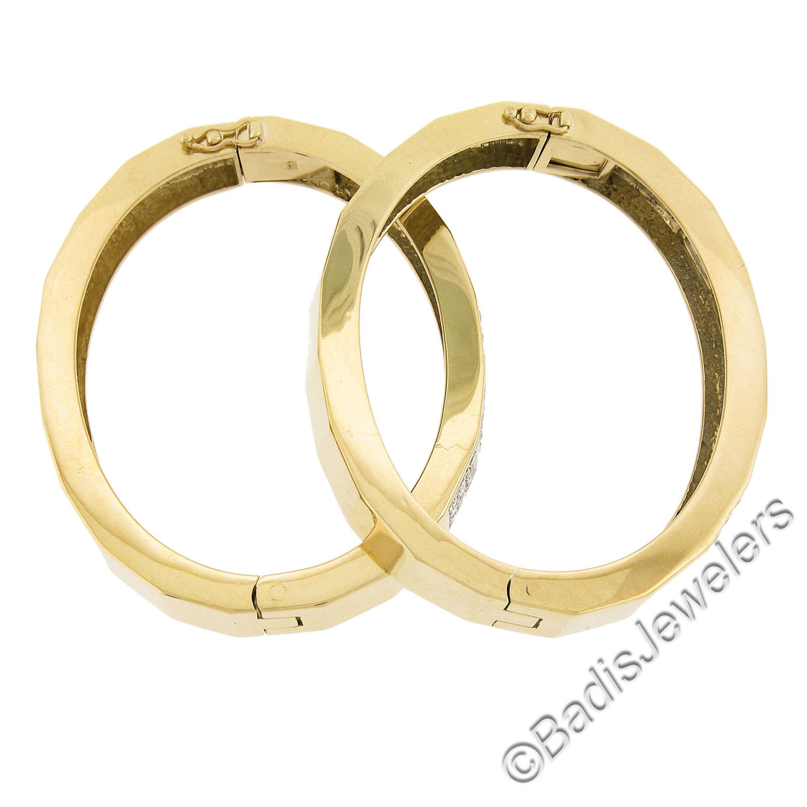 Solid Gold 5ct Diamond Geometric Pair 2 Hinged Op… - image 7