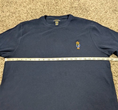 Polo Ralph Lauren Hemd Herren 2XL Blau Nachtwäsche Thermo Polo Bear Langarm - Bild 6 von 7