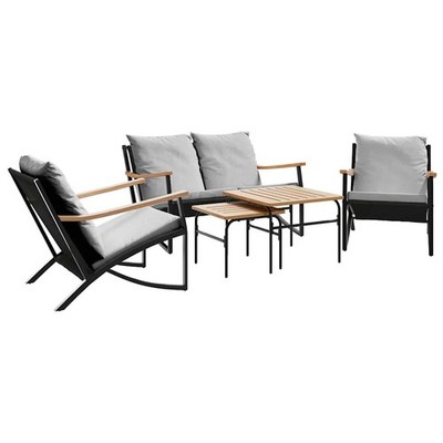 Patio Chairs with Cushions Seating Outdoor Garden Furniture Black Steel vidaXL