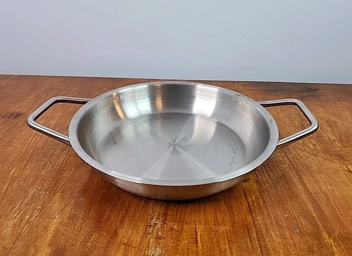 Paderno Hotel De La Monnaie Gourmet Paella Pan 10 1/4" Stainless Steel Italy