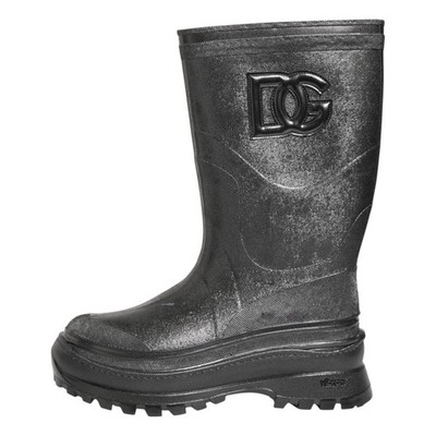 DOLCE & GABBANA Shoes Metallic Black Pull On Rain Boots Men  display picture 1