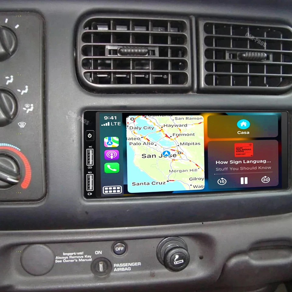 Radio estéreo para automóvil 64G CarPlay Android 14 navegación GPS FM para Dodge Dakota 1987-2000 Foto 4 de 4