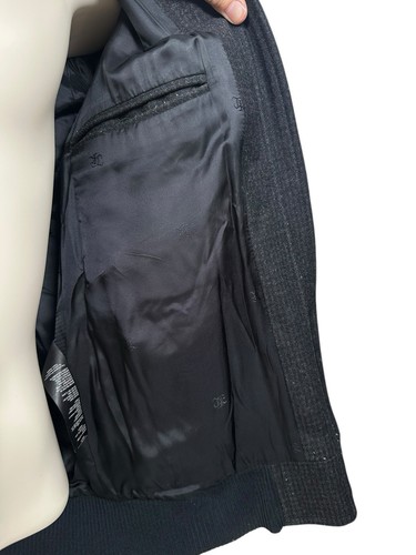 The Kooples Jacket Wool Cow Leather Biker Size Medium Mens Black Winter RRP £495 - Picture 11 of 12