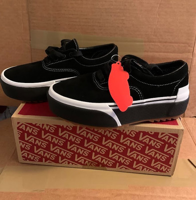 Vans Era Stacked Black Suede Shoe Unisex Black Platform Size Men 5.5/ Women 7