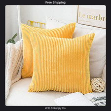 yellow throw pillow covers 18x18 set of 2 corduroy decorative cushion covers