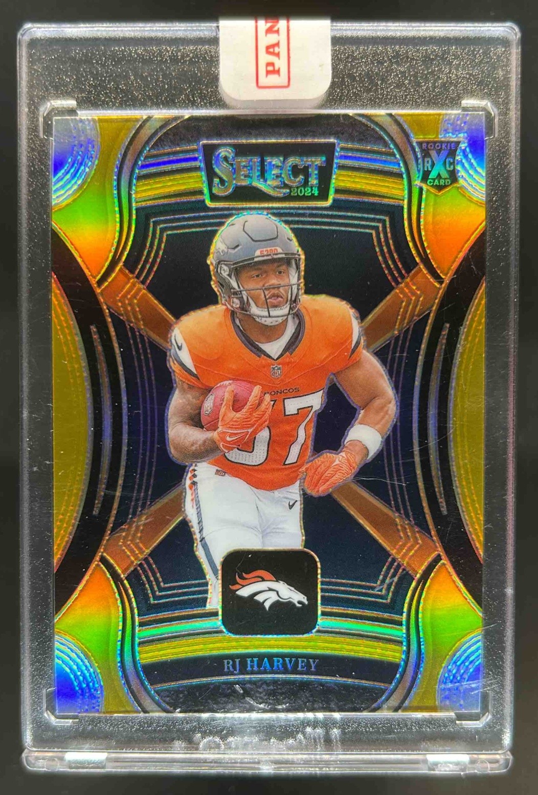 2024 Select RJ Harvey 2025 XRC Gold Prizm Rookie #/10 Broncos