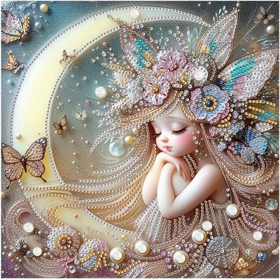 Sonderform Diamond Painting Kits für Erwachsene Fee Mädchen, 5D Kristall Strass