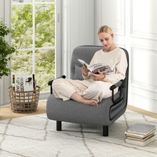 3-in-1 Convertible Sofa Bed w/ 5-Position Adjustable Backrest  Lumbar Pillow